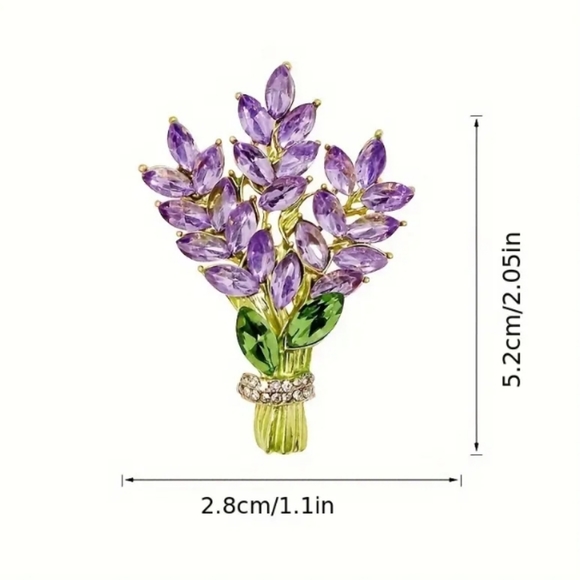 Lavender Bouquet Brooch Pin - Picture 4 of 7
